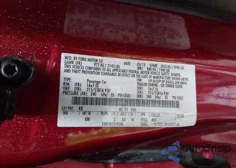 2013 Ford Focus Se from USA, damaged, VIN 1FADP3F29DL293866